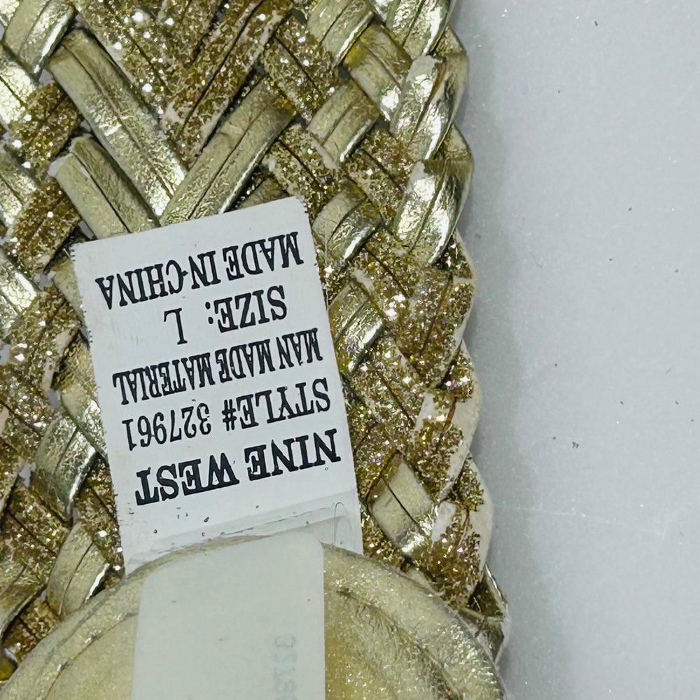 Nine West womens belt gold boho western glam metallic braid woven glitter NWT L - Picture 4 of 9